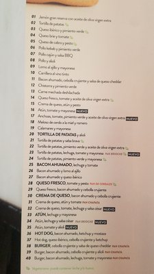 Menu photo 1 100 Montaditos Madrid, M