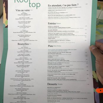 Rooftop - August 2018 Menu - Tapas Bars Near Me - Paris, 75