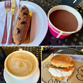 MK Cannelle - Chocolate filled eclair, chocolate mousse, warm caprese sandwich and hot mocha.  All delicious - Bakeries Near Me - Rochester, Michigan