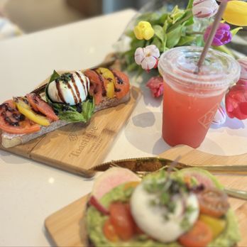 Toastique - Burrata and tomato & avocado toast with poached egg. Lovely and delicious! - Coffee & Tea Near Me - Chino Hills, California Toastique - Burrata and tomato & avocado toast with poached egg. Lovely and delicious! - Coffee & Tea Near Me - Chino Hills, California