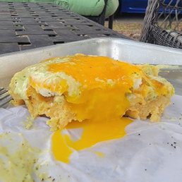 Perfectly cooked egg on the Breakfast Waffle.