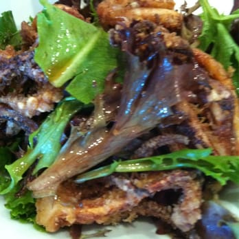 Fukada - Fried squid legs over a bed of mixed greens - Japanese Near Me - Irvine, California