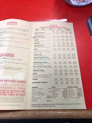 Menu photo 2 Pizza Factory Pollock Pines, CA