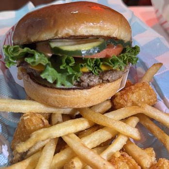 Monty's Good Burger - Cheeseburger with tots and fries - Burgers Near Me - Los Angeles, California