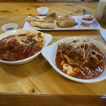 Fratelli's Bistro - Ruthie's Homemade Lasagna, split in two to be shared. - Italian Near Me - Gallup, New Mexico