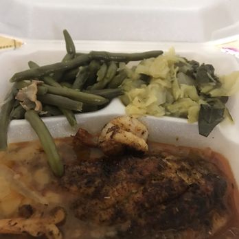 Delvin's Restaurant & Catering - Blackened catfish special with Side - Cabbage and greens Side - Green Beans - American Near Me - Amarillo, Texas