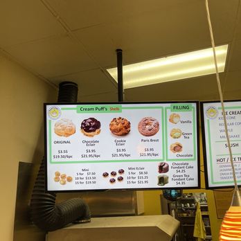 Beard Papa's - menus on a large screen - Desserts Near Me - Lynnwood, Washington Beard Papa's - menus on a large screen - Desserts Near Me - Lynnwood, Washington