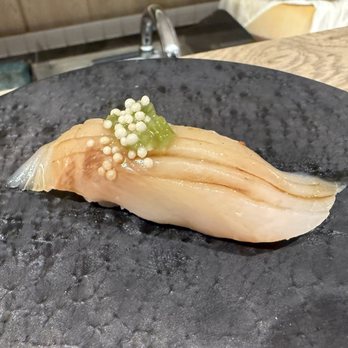 Kuramoto - nigiri course - stripejack w pickled wasabi and poprice - Sushi Bars Near Me - Tustin, California