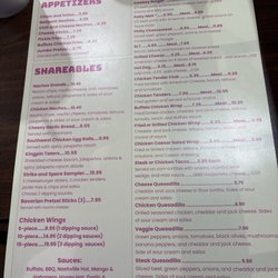 Murfreesboro Strike and Spare - Menu with prices