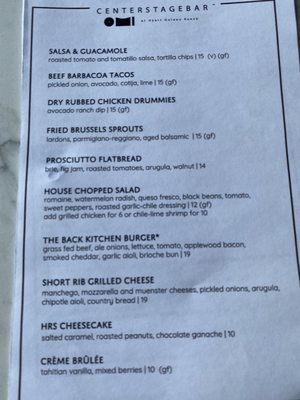 Menu photo 2 Center Stage Bar Scottsdale, AZ