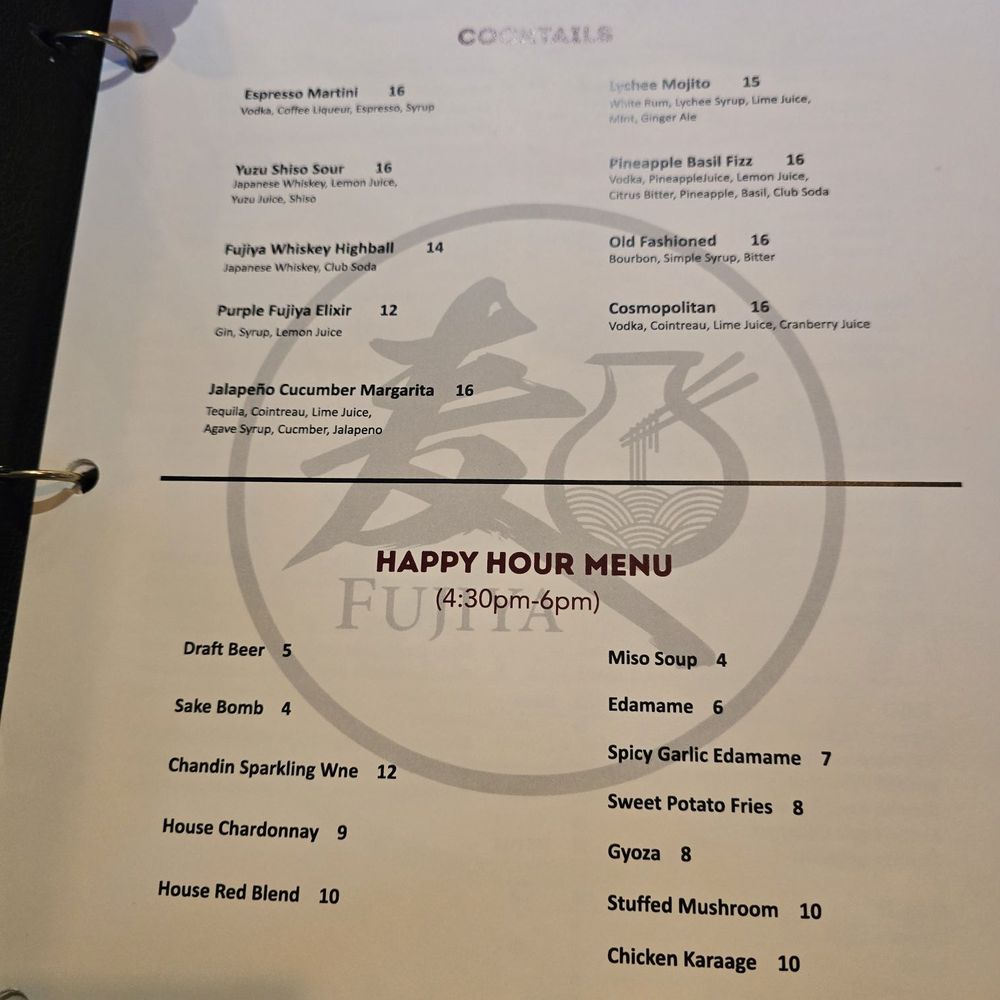 Happy hour menu that happens every day from 4:30 to 6:00 p.m.
