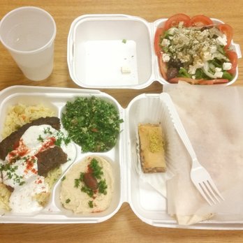Falafel King - Kefta kebab platter, Greek salad and baklava. - Middle Eastern Near Me - Gainesville, Florida Falafel King - Kefta kebab platter, Greek salad and baklava. - Middle Eastern Near Me - Gainesville, Florida