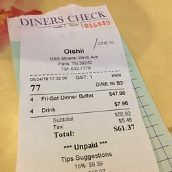 Oishii Hibachi & Buffet - Check