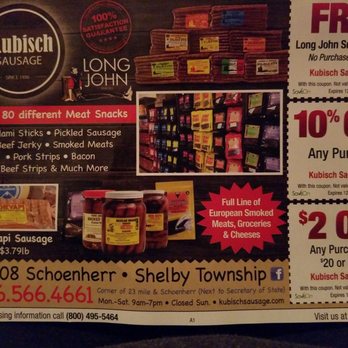 Kubisch Sausage - Coupons in SaveOn coupon book. 80 meat snacks. CEVAPI Sausage on sale $ 3.79#. Ad here has spelled the name of sausage wrong - Meat Shops Near Me - Shelby Township, Michigan Kubisch Sausage - Coupons in SaveOn coupon book. 80 meat snacks. CEVAPI Sausage on sale $ 3.79#. Ad here has spelled the name of sausage wrong - Meat Shops Near Me - Shelby Township, Michigan
