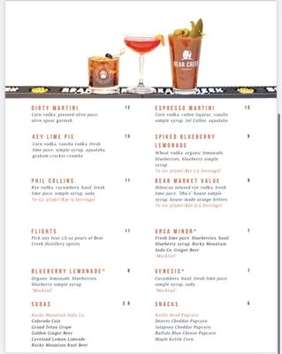 Menu photo 4 Bear Creek Distillery Denver, CO Menu photo 4 Bear Creek Distillery Denver, CO
