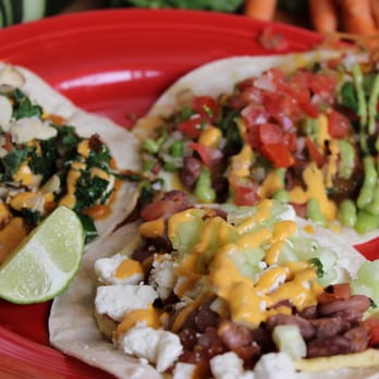 DGT Tacos Fort Collins - A vegetarian spread with "My Big Fat Greek Taco," "Earth, Wind & Fire," and the "Veggie Deluxe." - New American Near Me - Fort Collins, Colorado DGT Tacos Fort Collins - A vegetarian spread with "My Big Fat Greek Taco," "Earth, Wind & Fire," and the "Veggie Deluxe." - New American Near Me - Fort Collins, Colorado