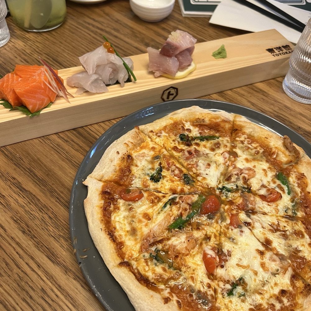Toyokan Plaza - crab butter tomato pizza and aged sashimi - Japanese Near Me - Vancouver, British Columbia Toyokan Plaza - crab butter tomato pizza and aged sashimi - Japanese Near Me - Vancouver, British Columbia