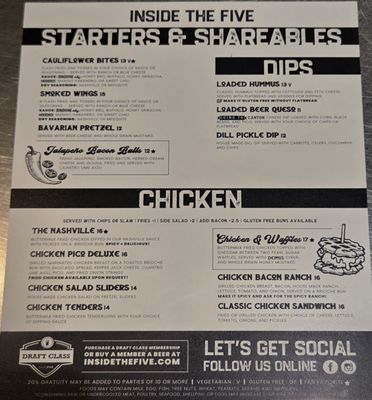 Menu photo 6 Inside The Five - Sylvania Sylvania, OH