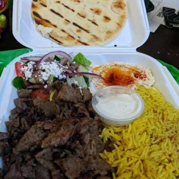Green Corner Restaurant - Plate with half beef shawarma half gyro to go - Mediterranean Near Me - Chandler, Arizona Green Corner Restaurant - Plate with half beef shawarma half gyro to go - Mediterranean Near Me - Chandler, Arizona