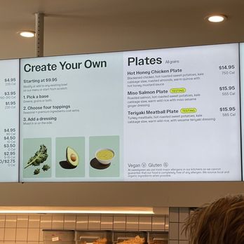 sweetgreen - Healthy Salads, Wraps, and Bowls - Create Your Own and Plates menu section - Salad Near Me - Los Angeles, California