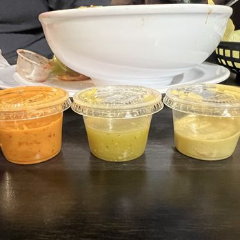 Mi Lindo Michoacan - L-R Orange salsa was the hottest/best, green one was really good, guacamole-salsa was good but this batch had too much salt for me. - Mexican Near Me - Rialto, California Mi Lindo Michoacan - L-R Orange salsa was the hottest/best, green one was really good, guacamole-salsa was good but this batch had too much salt for me. - Mexican Near Me - Rialto, California
