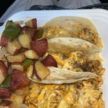 Sean's Shack - Tacos con chorizo w/country potato's - Breakfast & Brunch Near Me - Raleigh, North Carolina