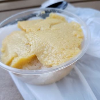 Pata Market - Khao niao sangkhaya or sticky rice with coconut custard. Tasty - Thai Near Me - Elmhurst, New York Pata Market - Khao niao sangkhaya or sticky rice with coconut custard. Tasty - Thai Near Me - Elmhurst, New York