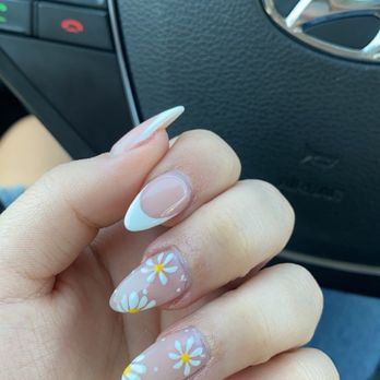 Lux Nail Spa - French tip with design - Nail Salons Near Me - Riverside, California