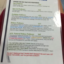 Bella Nails Lenexa - Pedicure menu list