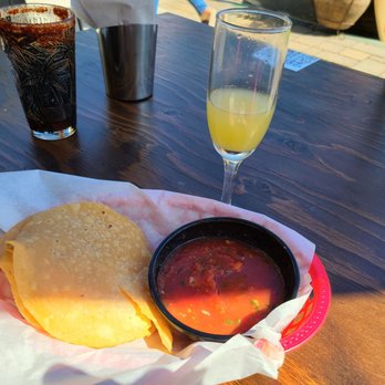 El Tarasco - Tostada  & chips with mimosa and Micheladas! - Mexican Near Me - Hermosa Beach, California