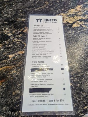 Menu photo 2 Hutto Wine Bar Hutto, TX