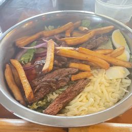 a bowl of food on a table a bowl of food on a table