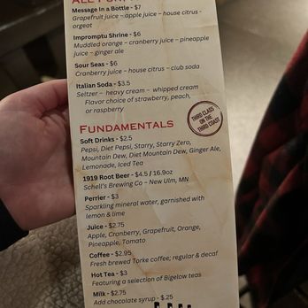 The Steerage Dining Saloon - Drink menu - Comfort Food Near Me - Port Washington, Wisconsin