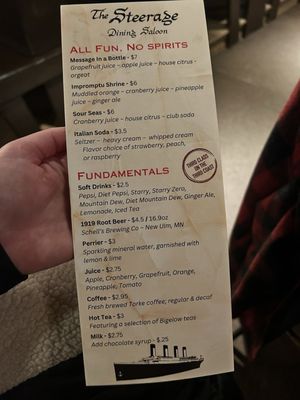 Menu photo 6 The Steerage Dining Saloon Port Washington, WI