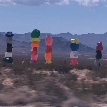 Seven Magic Mountains - The driving away view - Public Art Near Me - Las Vegas, Nevada