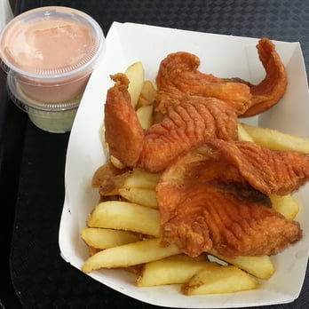 Fresh Seafood Market - Salmon fish and chips. The lightest (and best) breading I have ever tasted on fried fish. - Seafood Markets Near Me - Tillamook, Oregon Fresh Seafood Market - Salmon fish and chips. The lightest (and best) breading I have ever tasted on fried fish. - Seafood Markets Near Me - Tillamook, Oregon