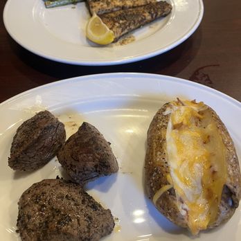Fairways Prime - Filet medallions, loaded baked potato and Mahi Mahi (superb) with asparagus - Wine Bars Near Me - Hurricane, West Virginia