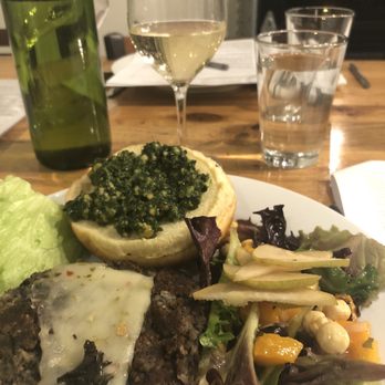 Uncorked Kitchen & Wine Bar - Black bean burger with kale pesto and butternut squash salad during vegetarian winter classics class. - Venues & Event Spaces Near Me - Centennial, Colorado Uncorked Kitchen & Wine Bar - Black bean burger with kale pesto and butternut squash salad during vegetarian winter classics class. - Venues & Event Spaces Near Me - Centennial, Colorado