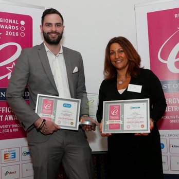 NCS Property Maintenance - Stuart and Rachel receiving boiler and heating installer of the year and small project of the year award in 2016 - Plumbing Near Me - Hertford, HRT NCS Property Maintenance - Stuart and Rachel receiving boiler and heating installer of the year and small project of the year award in 2016 - Plumbing Near Me - Hertford, HRT