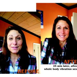 Design Your Wellness Now - Before and after the whole body vibration session. Best workout out there: easy, fun, fast, effective and it feels so good!
