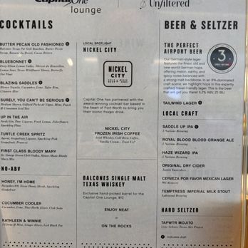 Capital One Lounge - Bar Menu - Airport Lounges Near Me - Dallas, Texas Capital One Lounge - Bar Menu - Airport Lounges Near Me - Dallas, Texas