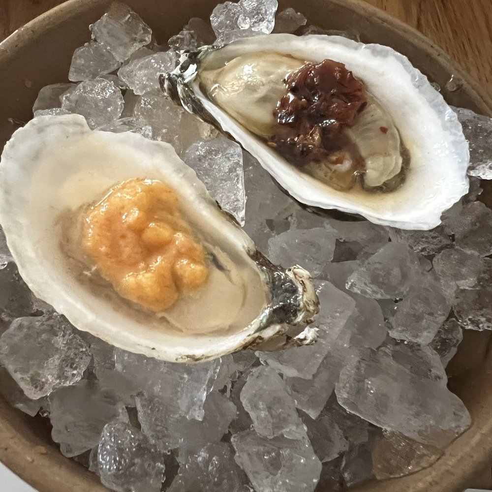 Common Thread Savannah - Had to try ginger/chili and then the lighter was peach something but both were soooo good and we don't even usually enjoy raw oysters! - New American Near Me - Savannah, Georgia Common Thread Savannah - Had to try ginger/chili and then the lighter was peach something but both were soooo good and we don't even usually enjoy raw oysters! - New American Near Me - Savannah, Georgia