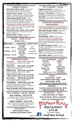 Menu photo 3 Foster's Place Restaurant and Pub Pickton, TX Menu photo 3 Foster's Place Restaurant and Pub Pickton, TX