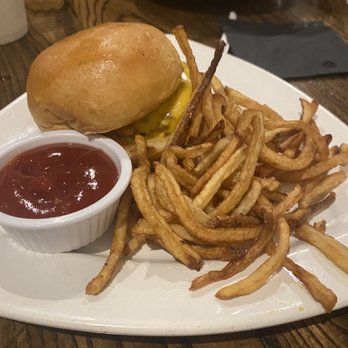 Local Goat - Kid's burger and fries. My son got the Mac and cheese as a side with his, and it was delicious too. - New American Near Me - Pigeon Forge, Tennessee