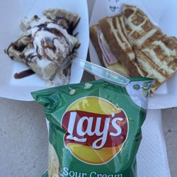 With Love Waffles - Ham and cheese with churro waffle