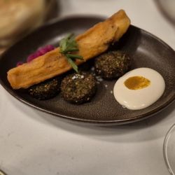 Motek Coral Gables - Babaganoush (grilled eggplant) with falafel