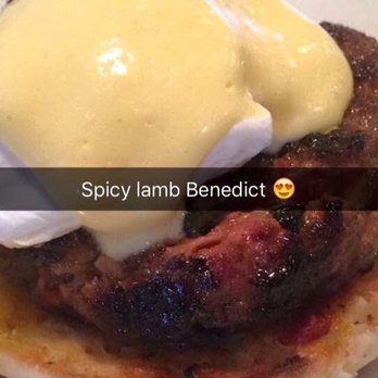 Cava Mezze - Olney - Spicy lamb Benedict is a staple order when I come for brunch - expect it medium. Yum - Mediterranean Near Me - Olney, Maryland