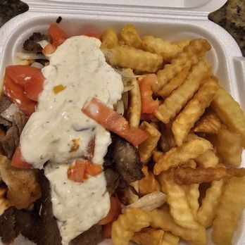 John's Grecian Delight - Gyro with both meats and crinkle fries - Greek Near Me - Bellevue, Nebraska John's Grecian Delight - Gyro with both meats and crinkle fries - Greek Near Me - Bellevue, Nebraska