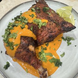 Pre marinated peri peri chicken. I made the sauce but the meat was very flavorful. Pre marinated peri peri chicken. I made the sauce but the meat was very flavorful.
