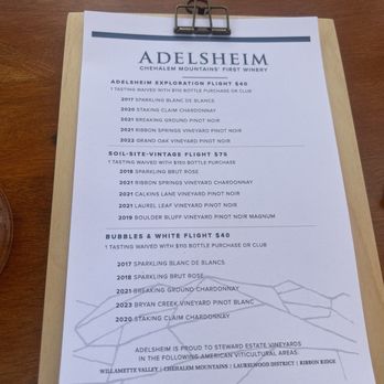 Adelsheim Vineyard - Tasting Menu - Wine Tasting Room Near Me - Newberg, Oregon Adelsheim Vineyard - Tasting Menu - Wine Tasting Room Near Me - Newberg, Oregon
